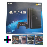 Console Playstation 4 Pro Ps4 1tb 4k Modelo Cuh-7215b Novo Na Caixa Lacrado + 4 Jogos De Brinde