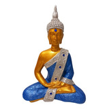 Estátua Buda Hindu / Dourado Prata E Blue Jeans / Harmonia 