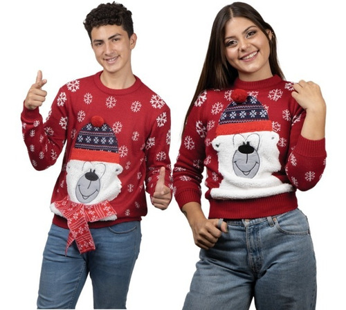 Suéter Navideño Pareja Oso Polar Sweater Ugly Navidad 