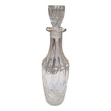 Antiguo Botellon Cristal Tallado Con Tapon A Presion Sin Uso