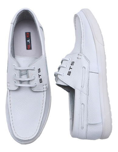 Mocassim Branco Dock Sider De Couro Da Gts 