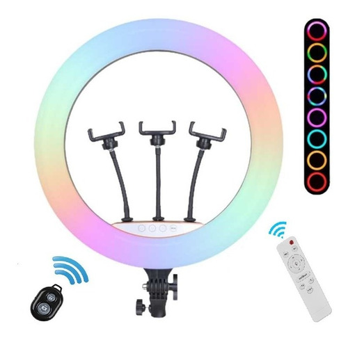 Aro De Luz Led 22 Pulgadas Rgb Colores Touch Tripie Obsequio