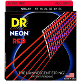 Dr Strings Hi-def Neón Rojo Coated Medio Cuerdas De Guitarra
