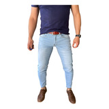 Jeans Elasticados Hombre Strech Celeste