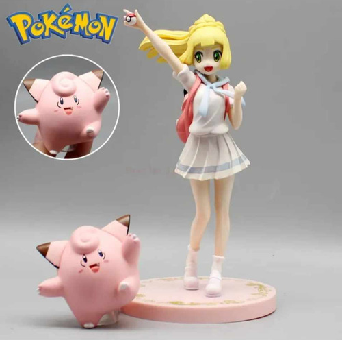 Figura Muñeca Pokemon Go Escarlata Lillie Con Clefairy Ash