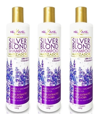 Silver Blond Shampoo Matizador Libre De Sal Y Parabenos 3 Pz