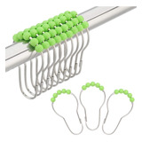 Set De 12 Ganchos Para Cortina De Baño Anillos Aros Argollas Color Verde