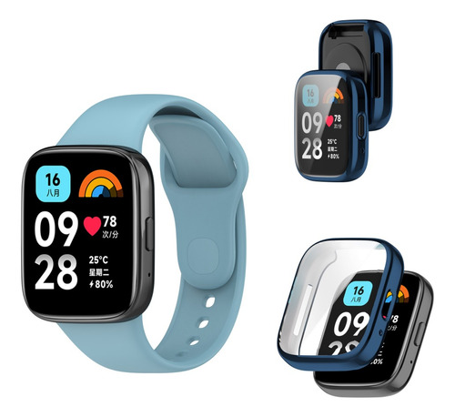 Pulsera Repuesto Para Redmi Watch 3 Active + Funda Azul Tpu