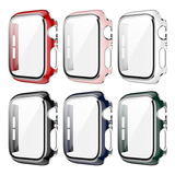 6 Cristales Y Funda Para Apple Watch 8 7 Se 6 5 4 3, Plata