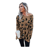 Blusón Blusa Manga Larga Animal Print Leopardo Corto Largo