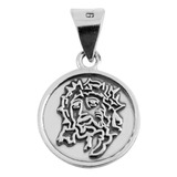 Dije De Plata Rostro De Cristo Medalla Circular