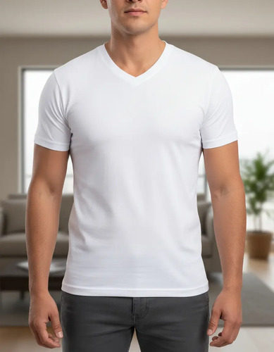 Playera Trueno Cuello V Hombre Manga Corta Basica 6 Piezas