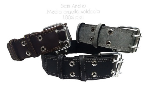 Collar Indestructible Perro Grande Grueso 5cm Piel Cuero Xl