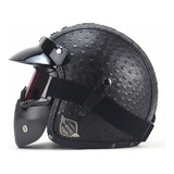 Casco 3/4 Piel Cafe Racer, Clásico Retro, Sé Un Tipo Duro A