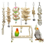 Set Plaything De 7 Piezas Dirigido A Pájaros, Jaula, Columpi