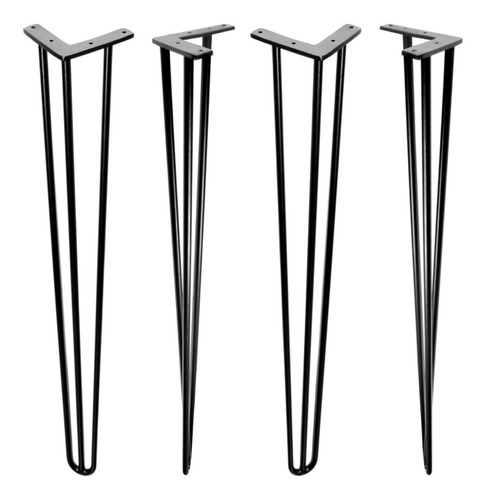 4 Pés Mesa De Jantar Industrial Preta Hairpin Legs 75cm 10mm