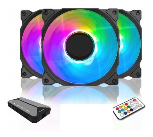 Kit 6 Cooler Fan Rgb Led 120mm Com Controladora 