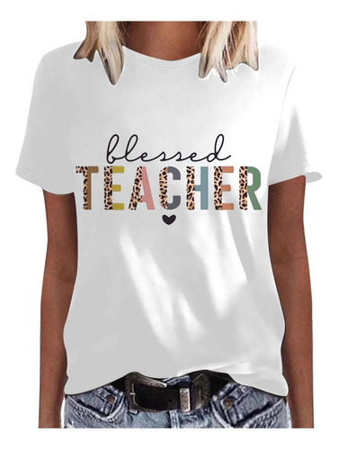 L M Camisetas Con Estampado De Profesor De Cuello Redondo