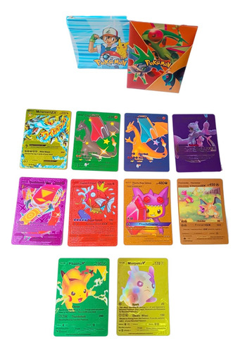 Tarjetas Pokemon Doradas 10 Tarjetas Plastificadas Coleccion