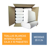 Toallas Intercaladas Papel Para Mano Blancas Premium 20x24 X1200 - Caja X 10 Paquetes