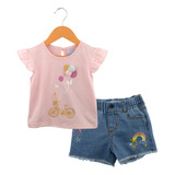 Conjunto De Short Y Polera Jeans Niña