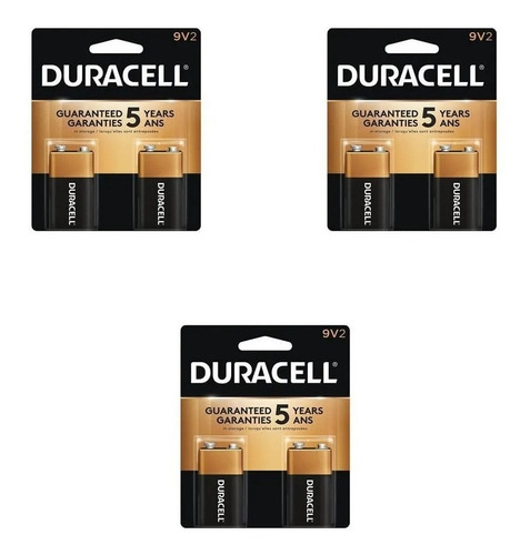 Bateria 9v Alcalina Duracell (kit Com 3 Cartelas C/2)