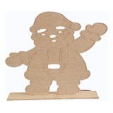 Navidad Figura Santa Claus De Nieve 54cm Mdf Natural