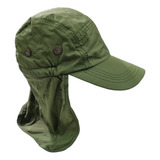 Gorra Visera Cubre Nuca Verde Ajustable Caza Pesca Camping