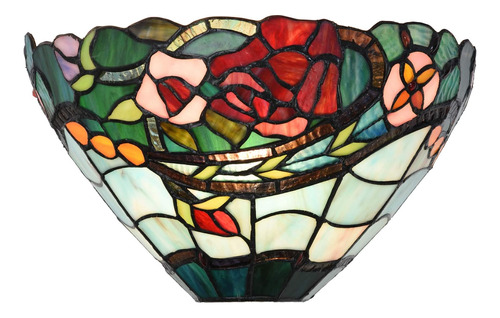 Bieye Lrose Flower Lámpara De Pared Estilo Tiffany Con Vidri