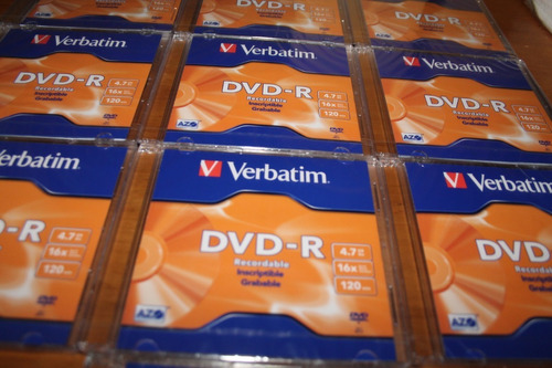 Pack 10 Discos Dvd-r 16x Verbatim Caja Slim 4,7gb