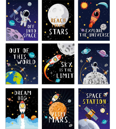 Astronauta Vinil Poster Decora Pared Para Dormitorios Niños