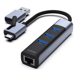 Adaptador Usb-c - Hub 3 Port Usb 3 + Red G. Ethernet