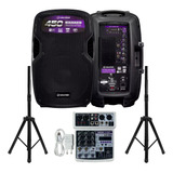 Kit 2 Caixa Ativa Waldman Rc-450x 12 Pol 900w + Tripé + Mesa