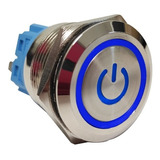 Boton Con Logo Led Azul 22mm - Con Retención Incluye Cable