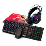 Kit Gamer Neologic 4x1 Infinity Play Teclado Rainbow, Mouse,