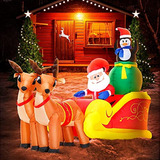 Decoración Inflable De Navidad De 5.9 ft Con Renos Y Pingüin