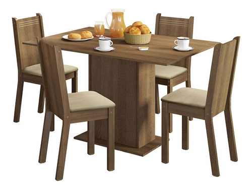 Juego De Comedor Lexy Con 4 Sillas Marron/beige