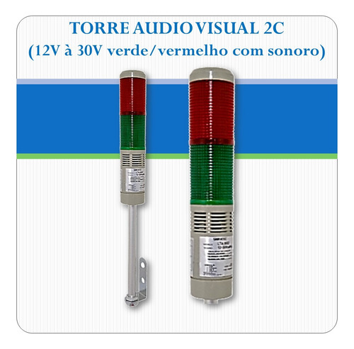 Sinaleiro Torre De Led - 2 Cores - Com Buzzer - 12v A 30v