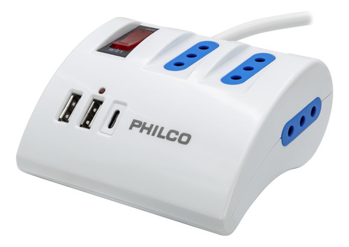 Extensión Alargador Escritorio Ac/usb-c 3.0 Philco 2044b Color Blanco