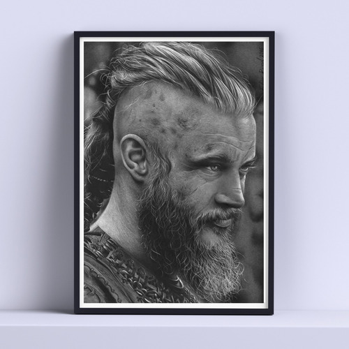 Cuadro Ragnar Lothbrok Vikingos 30x40cm Deco Listo P Colgar