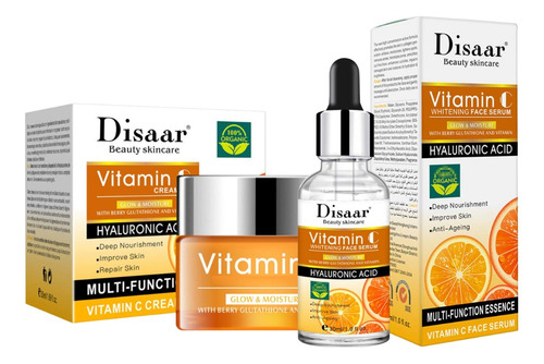 Kit Vitamina C Sérum + Crema Facial Con Ácido Hialurónico