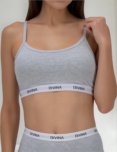 Divina Top Bra Tirante Delgado Mujer Top Corto Ropa Interior