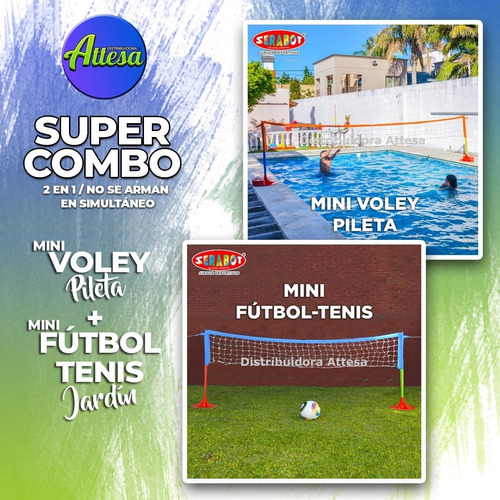 Voley Para Pileta + Futbol-tenis Jardin 2 En 1 Serabot