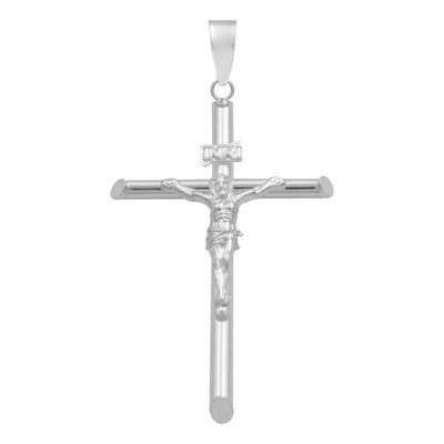 Joyaris Dije Cruz Tubular Con Cristo En Bulto Amuleto De Protección En Plata .925, 6 Cm Regalo Para Hombre | Meses sin interés