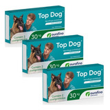 3 Caixas Vermífugo Para Cães Top Dog Até 30kg - 6 Compr