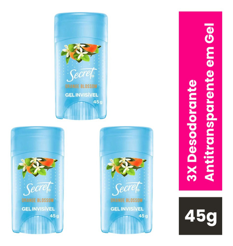 Kit 3x Antitranspirante Secret Orange Blossom 45 G