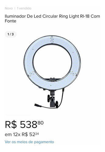 Iluminador De Led Circular Ring Light Rl-18 Com Fonte