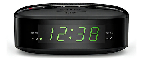 Reloj De Escritorio Compacto Philips, Alarma Y Radio Fm Bivolt, Color Negro, 110 V/220 V