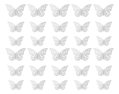 Adhesivos De Pared Con Mariposas En 3d Plateados Extraíbles