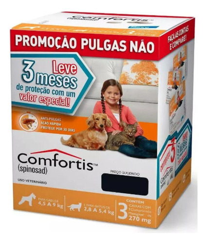 Antipulgas Cães E Gatos Comfortis 270mg Com 3 Comprimidos